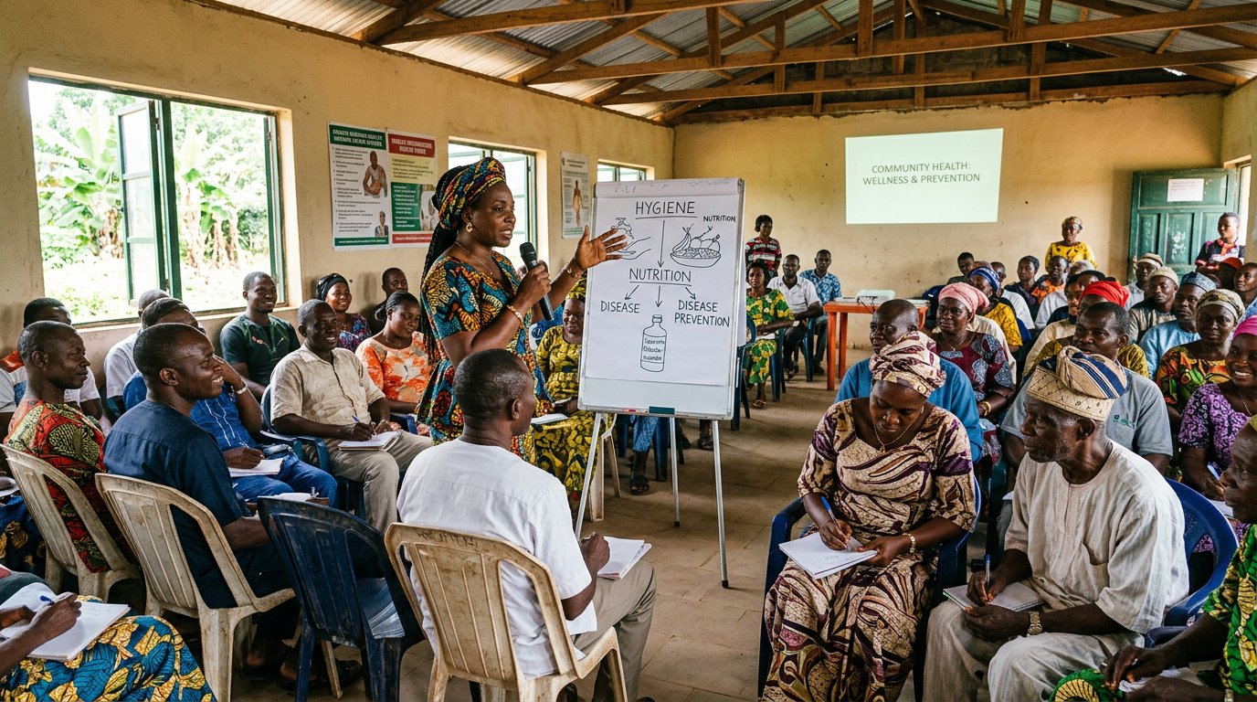 Community health education workshop with an engaged audience